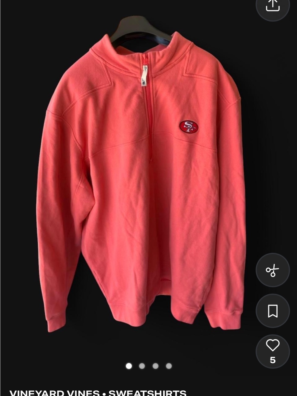 Vineyard Vines Men’s Coral Zip-Up Sweater